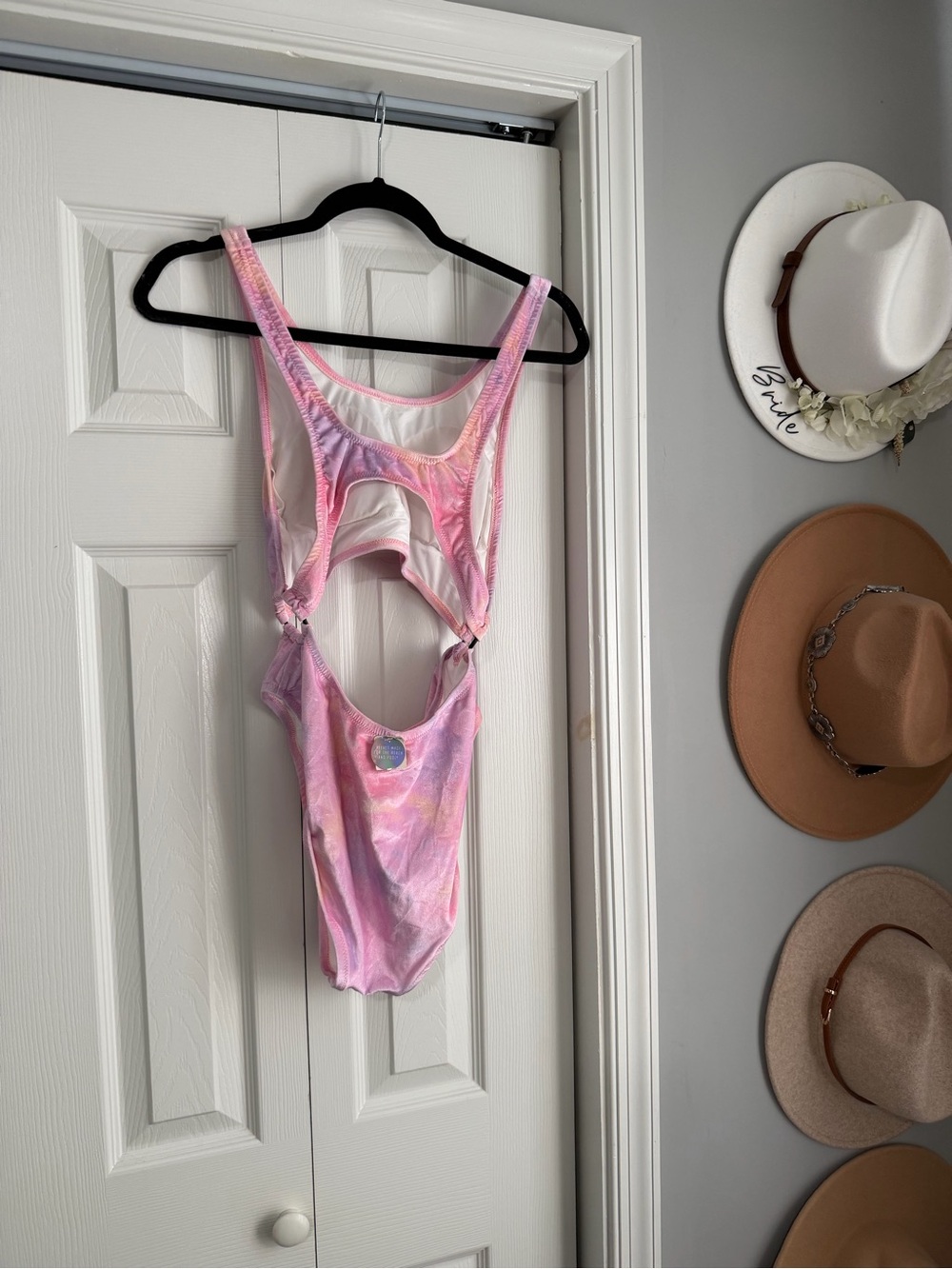 PINK Victoria's Secret Pink Tie-Dye Cutout One-Piece Swimsuit - Picture 3 of 5